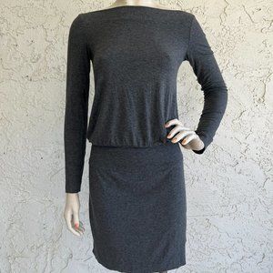 JAMES PERSE Dress Solid Gray Long Sleeve Knee Length Size 1 (Small)